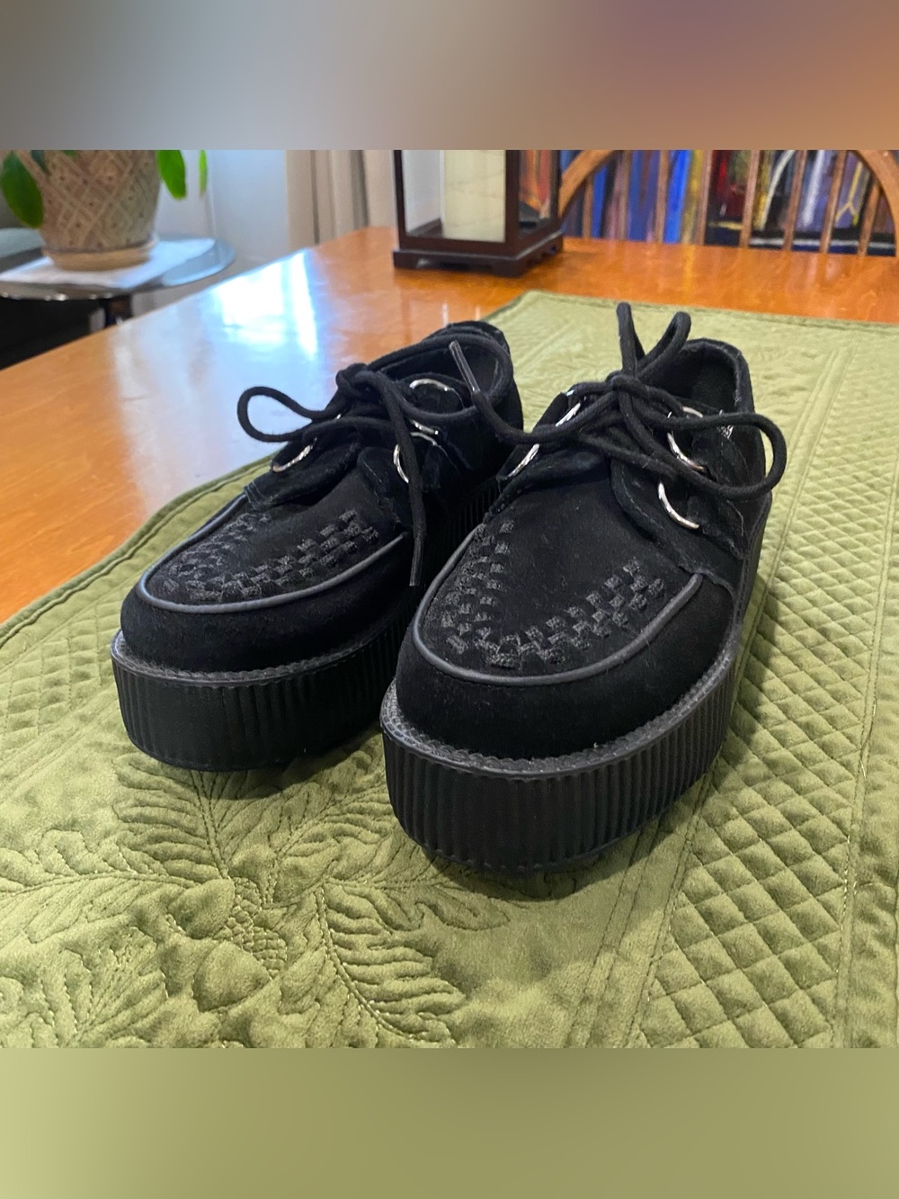 T.U.K x Dolls Kill Black Suede Creepers